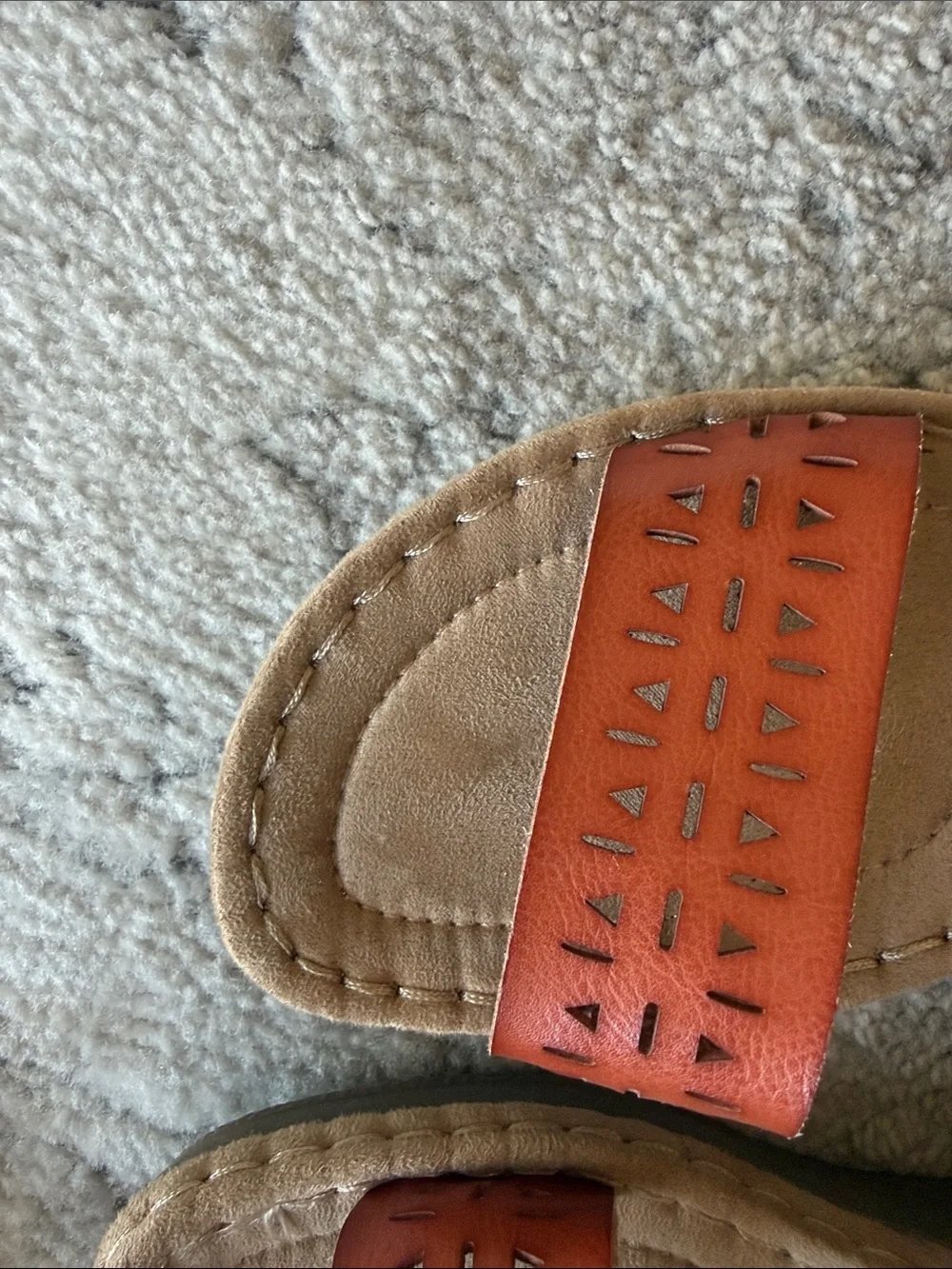 Easy Spirit Orange Brown Laser-Cut Wedge Sandals